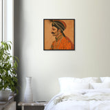 Tableau indien roi moghol avec Cadre en Bois - Élégance Traditionnelle