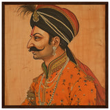 Tableau indien roi moghol avec Cadre en Bois - Élégance Traditionnelle
