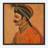 Tableau indien roi moghol avec Cadre en Bois - Élégance Traditionnelle