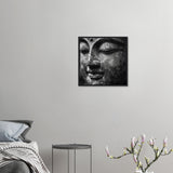 Portrait de Sérénité : Visage de Bouddha en Noir et Blanc