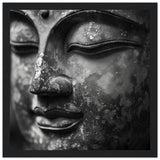Portrait de Sérénité : Visage de Bouddha en Noir et Blanc