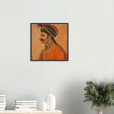 Tableau indien roi moghol avec Cadre en Bois - Élégance Traditionnelle