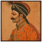 Tableau indien roi moghol avec Cadre en Bois - Élégance Traditionnelle