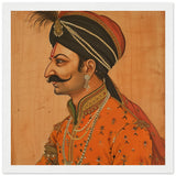 Tableau indien roi moghol avec Cadre en Bois - Élégance Traditionnelle