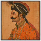 Tableau indien roi moghol avec Cadre en Bois - Élégance Traditionnelle