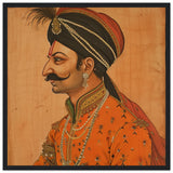 Tableau indien roi moghol avec Cadre en Bois - Élégance Traditionnelle