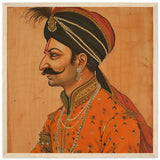 Tableau indien roi moghol avec Cadre en Bois - Élégance Traditionnelle