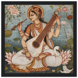 Tableau Rajasthani de Saraswati - Harmonie divine