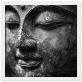 Portrait de Sérénité : Visage de Bouddha en Noir et Blanc