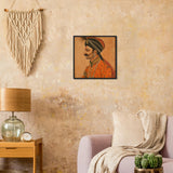 Tableau indien roi moghol avec Cadre en Bois - Élégance Traditionnelle