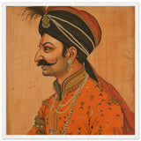 Tableau indien roi moghol avec Cadre en Bois - Élégance Traditionnelle