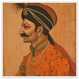 Tableau indien roi moghol avec Cadre en Bois - Élégance Traditionnelle