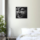 Portrait de Sérénité : Visage de Bouddha en Noir et Blanc