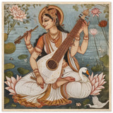 Tableau Rajasthani de Saraswati - Harmonie divine