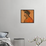 Tableau indien roi moghol avec Cadre en Bois - Élégance Traditionnelle