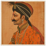 Tableau indien roi moghol avec Cadre en Bois - Élégance Traditionnelle