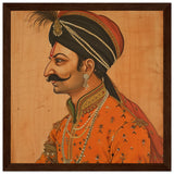 Tableau indien roi moghol avec Cadre en Bois - Élégance Traditionnelle