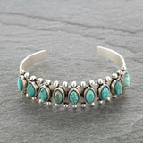 Manchette Ethnique avec Incrustations de Turquoise - Style Bohème Vintage Tibétain