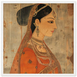 Tableau indien reine moghole avec cadre en bois - Grâce impériale