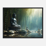 Tableau Zen du Bouddha en Forêt de Bambous - Sérénité Naturelle
