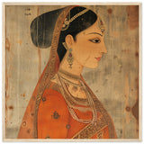 Tableau indien reine moghole avec cadre en bois - Grâce impériale