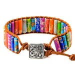 Bracelet 7 Chakras Cuir Multicolore