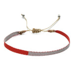 Bracelet Tibétain Gris & Rouge "Rectangle"