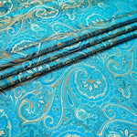 Tissu Indien Jacquard Bleu